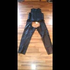 Motorcycle Leather Chaps and Vest